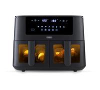 Tower T17151 Vortx Dual Basket Air Fryer with Vizion Viewing Windows, 9 Preset Functions, 8L, 3040W, Black