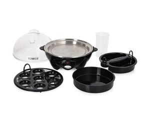 Tower T19023 Multi-Function Egg Cooker with Egg Poaching Tray & Omelette Tray, 360W, Black