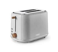 TOWER Scandi 2 Slice Toaster, Adjustable Browning Control, Wide Slots, 800W, Dove Grey & Wood-Effect Accents - T20027GRY