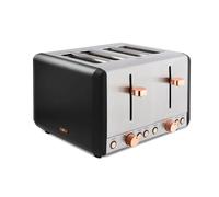 Tower T20051RG Cavaletto 4-Slice Toaster with Defrost/Reheat, Stainless Steel, 1800 W, Black and Rose Gold