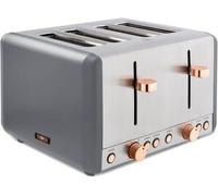 Tower T20051RGG Cavaletto 4 Slice Toaster, 7 Browning Settings and Removable Crumb Tray, Stainless Steel, 1800W, Grey and Rose Gold