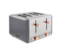 Tower T20051RGG Cavaletto 4-Slice Toaster with Defrost/Reheat, Stainless Steel, 1800W, Grey and Rose Gold