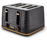 Tower T20061BLK Empire 4-Slice Toaster with Defrost/Reheat, Removable Crumb Tray