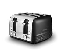 Tower T20081BLK Ash 4 Slice Matte Toaster with Dual Controls Black and