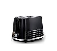 Tower T20082BLK Solitaire 2 Slice Toaster, Browning Control, 850W, Black with Chrome Accents