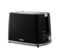 Tower T20082BLK Solitaire 2 Slice Toaster, Browning Control, 850W, Black with Chrome Accents