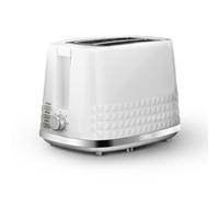 Tower T20082WHT Solitaire 2 Slice Toaster, Browning Control, 850W, White with Chrome Accents