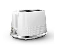 Tower T20082WHT Solitaire 2 Slice Toaster, Browning Control, 850W, White with Chrome Accents