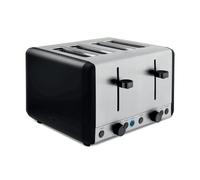 Tower T20086BLK Sera 4 Slice Toaster with 6 Browning Levels, Removable Crumb Tray, Defrost/Reheat/Cancel Functions, 1800W, Black