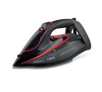 Tower T22034RED Steam Iron with Ceraglide XL Ceramic Soleplate, AI One Temp Technology, Anti-Drip & Anti-Calc, 350ml Water Tank, 3100W, Red & Black