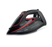 Tower T22034RED Steam Iron with Ceraglide XL Ceramic Soleplate, AI One Temp Technology, Anti-Drip & Anti-Calc, 350ml Water Tank, 3100W, Red & Black