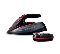 Tower T22035RED Cord/Cordless Steam Iron with Ceraglide XL Ceramic Soleplate, Thermostatic Dial Control, Anti-Calc & Anti-Drip Functions, Auto Shut