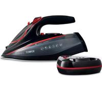 Tower T22035RED Cord/Cordless Steam Iron with Ceraglide XL Ceramic Soleplate, Thermostatic Dial Control, Anti-Calc & Anti-Drip Functions, Auto Shut Off, 350ml Water Tank, 3100W, Red & Black