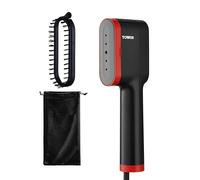 Tower T22038RED Ceraglide Handheld Garment Steamer with Ceramic Soleplate, Brush Attachment, Vertical Steaming, 14g/min Steam Rate, 1400W, Black & Red