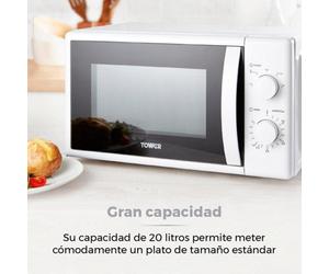 Tower T24034Wht 20 Liter 700W Manual Microwave Oven With 5 Power Levels And A 35 Minute Timer, White