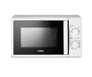 Tower T24034WHT 20 Liter 700W Manual Microwave Oven with 5 Power Levels and a 35 Minute Timer, White
