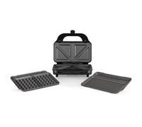 Tower T27020 3-in-1 Deep Fill Sandwich Maker with Interchangeable Waffle Plates, Stainless Steel, Silver/Black