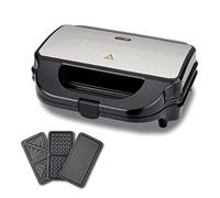 TOWER T27032 3-in-1 Deep Filled Snack Maker with Non-Stick Coated Plate and Automatic Temperature Control, 900W, Stainless Steel