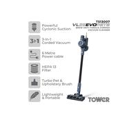 Tower Corded Stick Vacuum VL25 – Pet Anti-Tangle, Cyclonic Suction, HEPA, 1L, 600W, Black/Silver