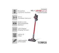 Tower T513014 Vl40 Pro 3-In-1 Cordless Vacuum Cleaner With Cyclonic Suction, Turbo Pet And Upholstery Brush, Handheld Function, 1L Capacity, 22.2V, Red In Grey Grey