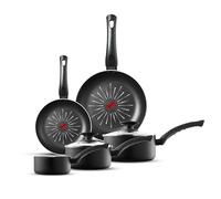 Tower T700304 SmartStart Classic 5 Piece Cookware Set with Easy Clean Aeroglide Non-Stick Coating, Oven Safe, Long Lasting, PFOA Free, Black