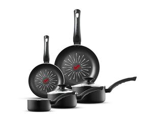 Tower T700304 SmartStart Classic 5 Piece Cookware Set with Easy Clean Aeroglide Non-Stick Coating, Oven Safe, Long Lasting, PFOA Free, Black