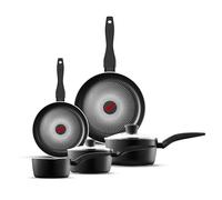 Tower T700314 SmartStart Gourmet 5 Piece Cookware Set with Easy Clean Aeroglide Non-Stick Coating, Oven Safe, Long Lasting, PFOA Free, Black