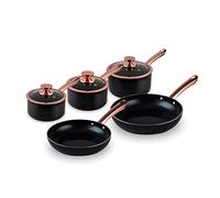 Tower T800140R Frying Pan and Saucepan Set, Linear Collection with Easy Clean Non-Stick Ceramic Coating, Aluminium, Black and Rose Gold