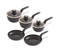 5pc Pan Set By TowerT800232BLK Cavaletto Non-Stick Black & Rose Gold