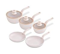 Tower T800232PNK Cavaletto 5 Piece Cookware Pan Set with 16cm, 18cm, 20cm Saucepans and 24cm, 28cm Non-Stick Frying Pans, Pink & Rose Gold