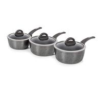 Tower T81212BK Cerastone Graphite 3-Piece Saucepan Set - 18/20/22 cm with Non-Stick Coating, Soft-Touch Handles, Induction Base