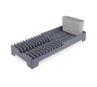 Tower T814001GRY Plastic Dish Drying Rack with Removable Cutlery Holder, Drainage Spout, Sloping Base, Grey