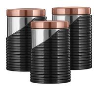 Tower T826001RB 3pc Linear Storage Canister, Black & Rose Gold Kitchen Jars