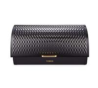 Tower T826090BLK Empire Roll Top Bread Bin, Stainless Steel, Black and Brass, One Size