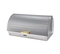 Tower T826090GRY Empire Roll Top Bread Bin, Stainless Steel, Grey and Brass, One Size