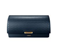 Tower T826090MNB Empire Roll Top Bread Bin, Stainless Steel, Midnight Blue and Brass