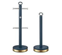 Tower T826092MNB Empire Mug Tree and Towel Pole Set, Stainless Steel, Anti-Slip, Midnight Blue and Brass