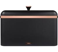 Tower T826130BLK Cavaletto Bread Bin Storage, Carbon Steel, Removable Lid, Blac