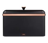 Tower Cavaletto Bread Bin with Removable Lid, Large Capacity, Durable Steel Body, Black and Rose Gold
