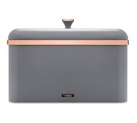 Tower Cavaletto Bread Bin with Removable Lid, Large Capacity, Durable Steel Body, Grey and Rose Gold
