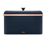 Tower T826130MNB Cavaletto Bread Bin with Removable Lid, Large Capacity, Durable Steel Body, Midnight Blue and Rose Gold