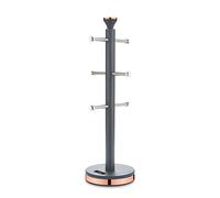 Tower Cavaletto Mug Tree with Stainless Steel Stoppers, Soft Underliner, Grey and Rose Gold