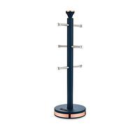 Tower T826132MNB Cavaletto Mug Tree with Stainless Steel Stoppers, Soft Underliner, Midnight Blue and Rose Gold