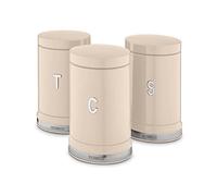 Tower T826171CHA Belle Set of 3 Canisters, Tea/Coffee/Sugar Storage, Chantilly Cream