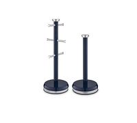Tower T826172MNB Belle Mug Tree and Towel Pole Set, Stainless Steel, Midnight Blue