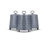 TOWER Solitaire Set of 3 Canisters, Stainless Steel, Grey T826207GRY