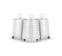Tower T826207WHT Set of 3 Canisters, Stainless Steel, White