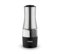 Tower T832248 Dual Electric Salt & Pepper Mill, Battery Operated with Adjustable Ceramic Grinders, Stainless Steel, Black