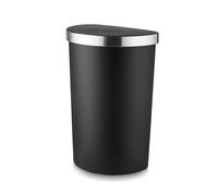Tower T838027BLK Curved Sensor Bin with Bin Liner Retainer Ring, Durable PP Body, Battery Operated, 50L, Black with Stainless Steel Trim on Lid