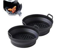 TOWER T843090 2-piece Non-Stick Silicone Air Fryer Tray Set - Black, Black
